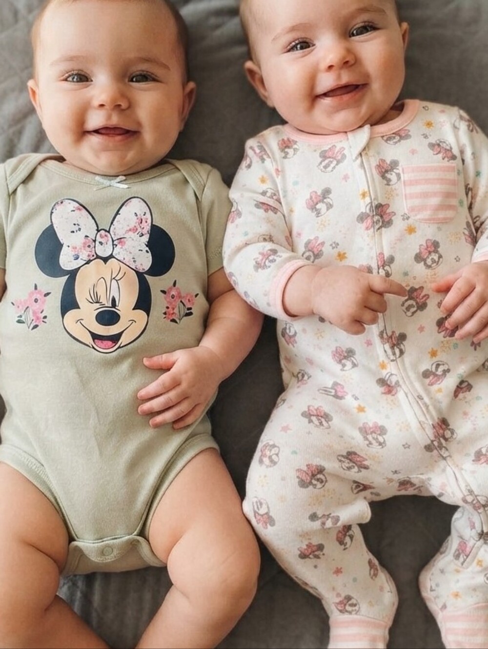 Disney 3-6M Minnie Mouse Baby One Piece Set - Sage Green and Pink